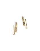 14k Yellow Gold Textured Double Bar Stud Earrings - 100% Exclusive