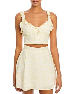 Charlie Holiday Fable Floral Print Sleeveless Crop Top