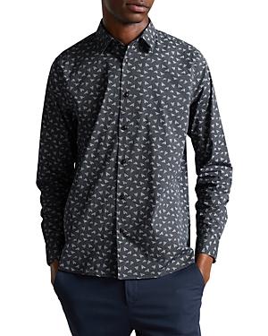 Ted Baker Lorev Cotton Blend Paper Plane Print Shirt