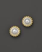 Lagos Sterling Silver And 18k Gold Stud Earrings With Cultured Freshwater Pearl