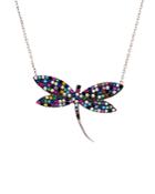 Aqua Multicolor Dragonfly Pendant Necklace In Sterling Silver Or Gold-tone Sterling Silver, 15 - 100% Exclusive