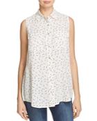 4our Dreamers Key Print Sleeveless Button Down Top