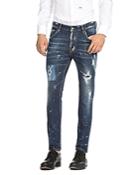 Dsquared2 Distressed Skater Straight Slim Jeans In Perfection