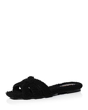 Saint Laurent Women's Tribute Shearling Flat Sandals
