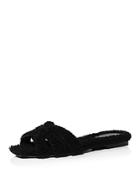 Saint Laurent Women's Tribute Shearling Flat Sandals