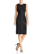 Adrianna Papell Lace-inset Pintuck Dress