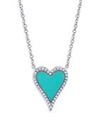 Moon & Meadow 14k White Gold Turquoise & Diamond Heart Pendant Necklace, 18 - 100% Exclusive
