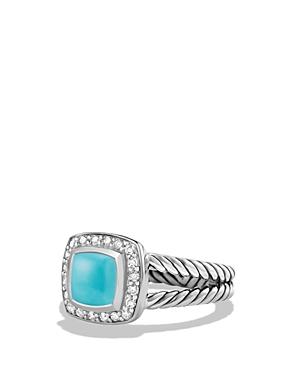 David Yurman Petite Albion Ring With Turquoise And Diamonds