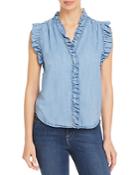 Frame Lauren Ruffled Chambray Top