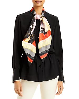 Lanvin Silk Scarf Neck Peplum Blouse