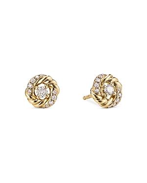 David Yurman 18k Yellow Gold Petite Infinity Stud Earrings With Diamonds