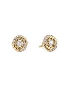 David Yurman 18k Yellow Gold Petite Infinity Stud Earrings With Diamonds