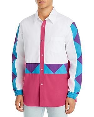 Fumito Ganryu Woven Color Blocked Button Front Shirt