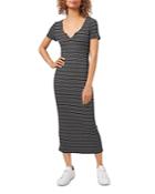 1.state Split Neck Striped Dress