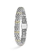 Lagos Sterling Silver And 18k Yellow Gold Caviar Beaded Oval Bracelet