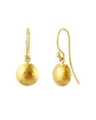 Gurhan 24k Yellow Gold Spell Hammered Lentil Drop Earrings