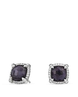 David Yurman Chatelaine Pave Bezel Earrings With Black Orchid And Diamonds