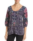 Johnny Was Trista Embroidered Top