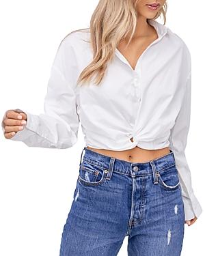 En Saison Poplin Cropped Twist-front Shirt
