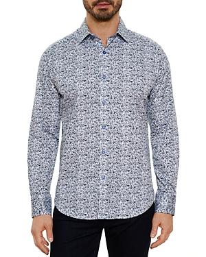 Robert Graham Barbera Cotton Leaf Print Classic Fit Button Down Shirt