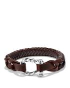 David Yurman Maritime Leather Woven Shackle Bracelet In Brown