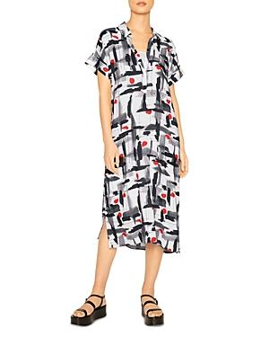 B New York Henley Midi Abstract Print Dress