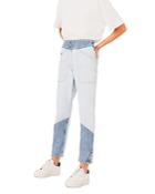 Ba & Sh Apolo Color Block Ankle Jeans In Blue Jeans
