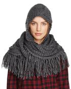 Free People Hooded Cable Knit Fringe Scarf