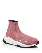 Balenciaga Women's Speed Glitter Sock Sneakers