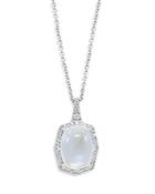 Bloomingdale's Moonstone & Diamond Halo Pendant Necklace In 14k White Gold, 16-18 - 100% Exclusive