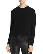 C By Bloomingdale's Ostrich Feather-trim Cashmere Sweater - 100% Exclusive