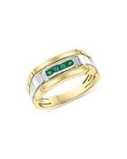 Bloomingdale's Men's Emerald Band Ring In 14k Yellow & White Gold - 100% Exclusive