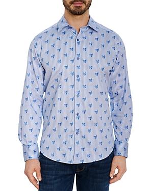 Robert Graham Hockney Cotton Stretch Skull Print Pinstripe Classic Fit Button Down Shirt