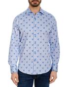 Robert Graham Hockney Cotton Stretch Skull Print Pinstripe Classic Fit Button Down Shirt