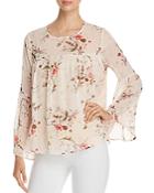 B Collection By Bobeau Rayes Floral-print Bell-sleeve Top