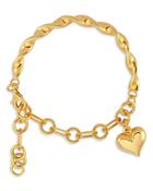 Maison Irem Hanah Heart Charm Link & Twist Flex Bracelet In 18k Gold Plated Sterling Silver