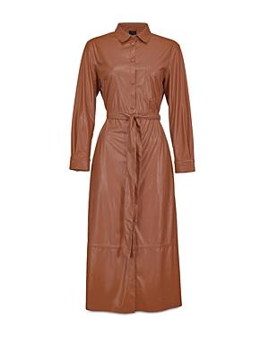 Pinko Maris Chamisier Similpelle Faux Leather Shirt Dress