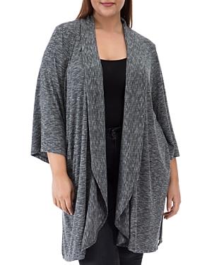 B Collection By Bobeau Curvy Ellen Waterfall Ribbed Open-front Cardigan