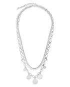 Sterling Forever Double Layer Dangling Discs Chain Necklace, 16