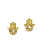Amrapali Jewels Diamond Hamsa Stud Earrings In 18k Yellow Gold, 0.19 Ct. T.w.