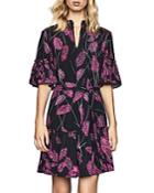 Reiss Marsali Belted Feather Print Dress