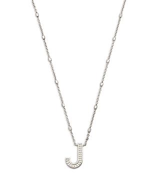Kendra Scott Letter J Adjustable Pendant Necklace In Rhodium Plated, 19