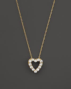 Diamond Heart Pendant Necklace In 14k Yellow Gold, .25 Ct. T.w.