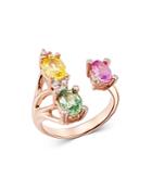 Bloomingdale's Multi-sapphire & Diamond Ring In 14k Rose Gold - 100% Exclusive