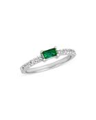 Bloomingdale's Emerald And Diamond Stack Ring In 14k White Gold - 100% Exclusive
