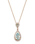 Bloomingdale's Aquamarine & Diamond Teardrop Pendant Necklace In 14k Rose Gold, 18 - 100% Exclusive