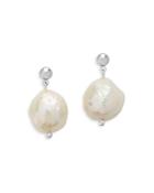 Sterling Forever Large Imitation Pearl Drop Studs