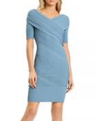 Herve Leger Draped Ribbed Dress