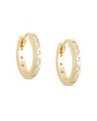 Aqua Cubic Zirconia Starburst Huggie Hoop Earrings In Gold Tone - 100% Exclusive