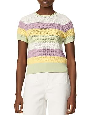 Sandro Ninon Striped Short Sleeve Sweater